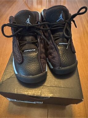Jordan 13 Retro Black, Blue Toddler 7C